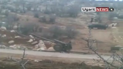 Сирийская армия, арт подготовка  деревни недалеко от Дамаска - Забадани