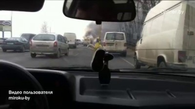 Минск: момент взрыва автомобиля на МКАД