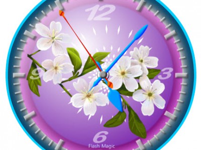 Флеш часы с цветами для сайта.