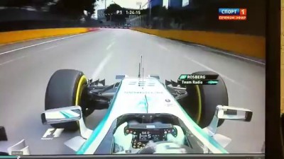 F1 2014 Singapore GP FP1 Nico Rosberg loses his right mirror