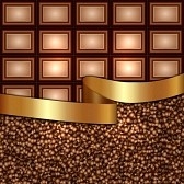 27751624-vector-abstrakten-hintergrund-mit-schleife-schokolade-und-kaffeebohnen