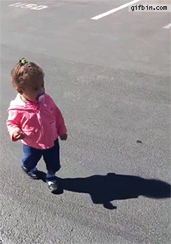 Little girl gets scared of her own shadow.. - Imgur