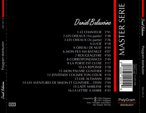 Daniel Balavoine VOL 1 back