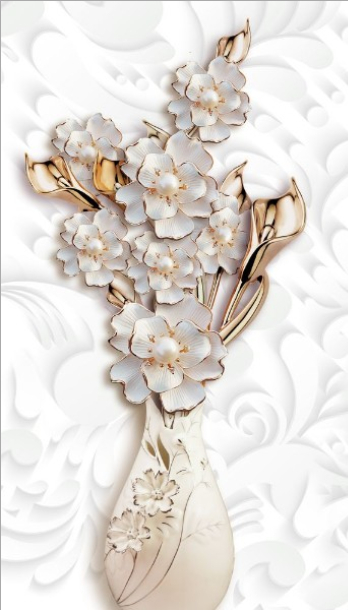 с цветами на объёмном фоне