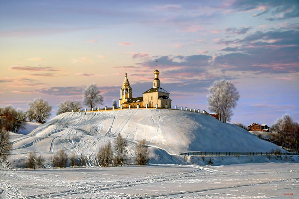 Городня Тверская область Церковь зимой