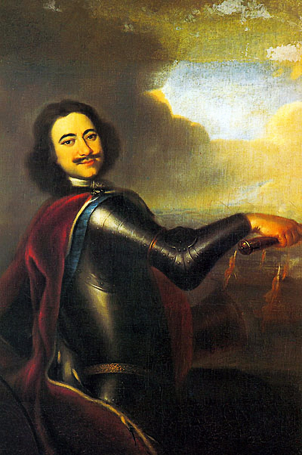 Никитин портрет Петра 1 на фоне морского сражения