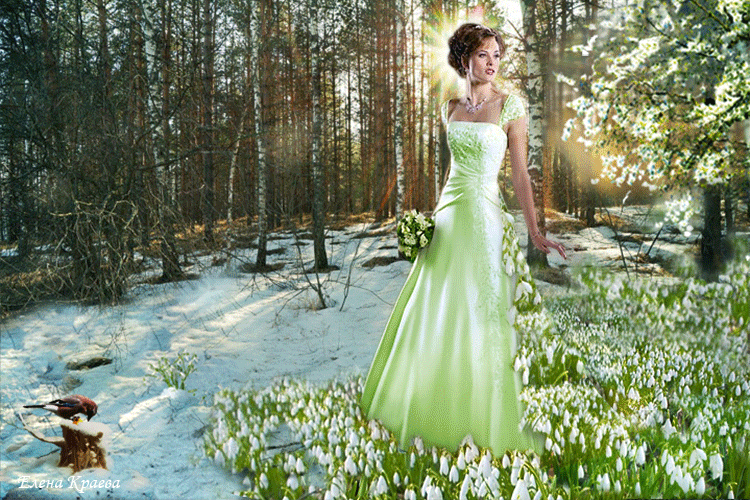 Кто из поэтов изобразил весну волшебницей. Девочка в лесу с подснежниками.