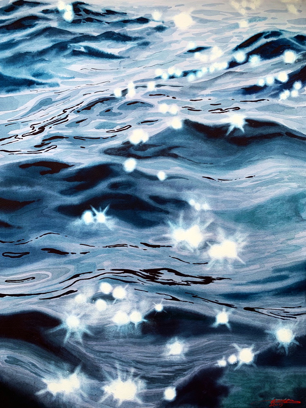 Блики на воде живопись
