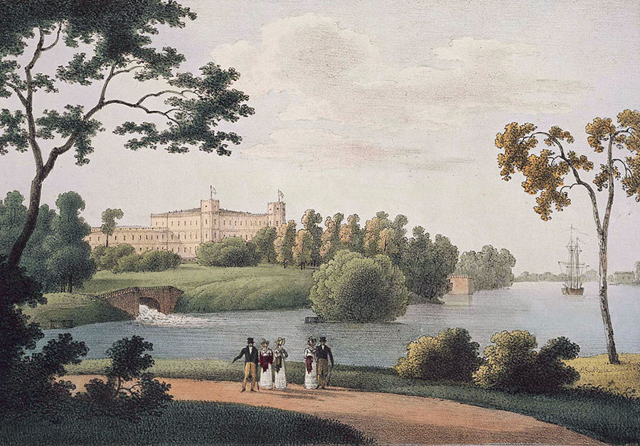 View of the Main Gatchina palace, 1821. Artist Martynov, Andrei Yefimovich January 01, 1821