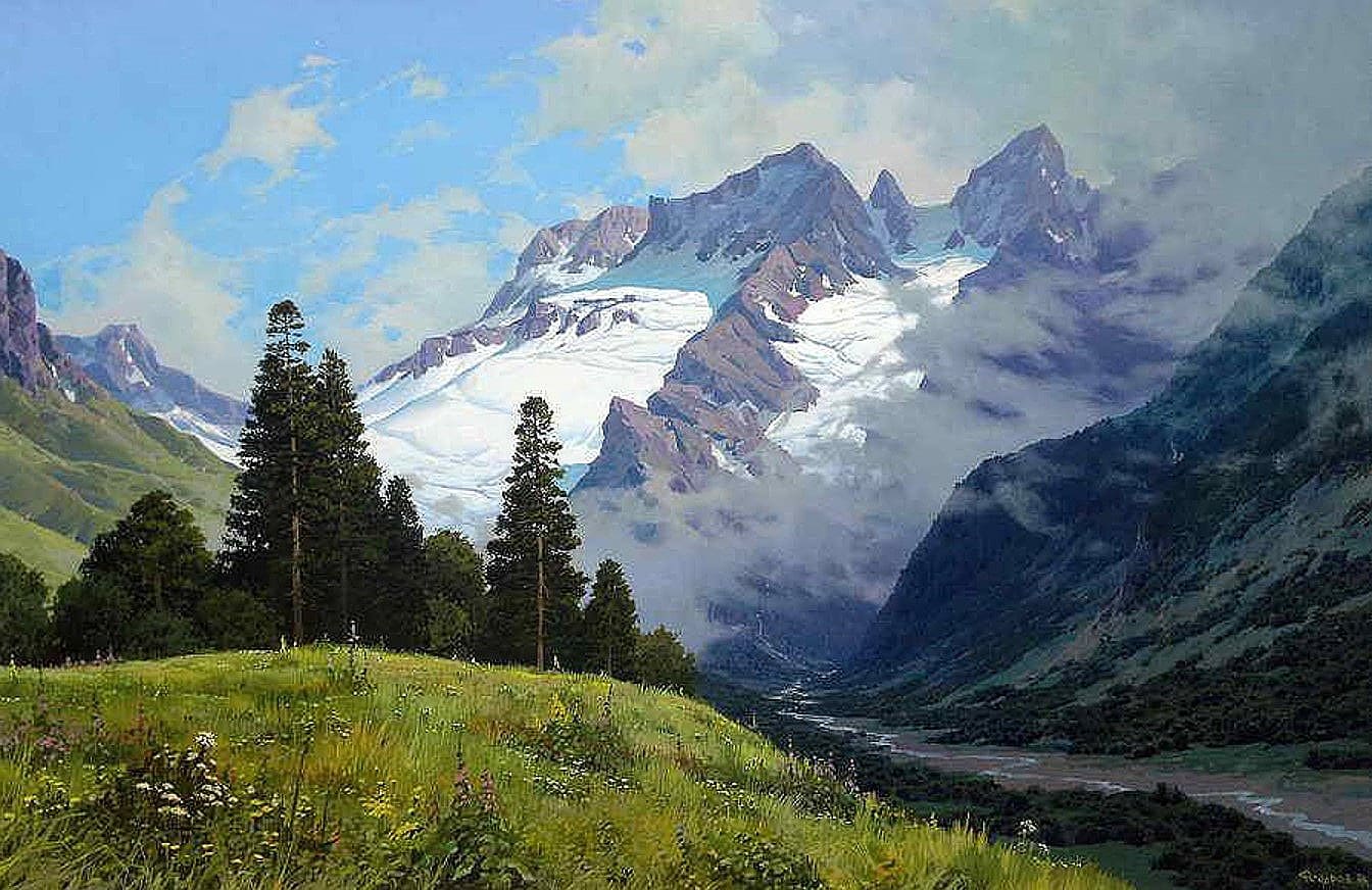 Mountain painting. Федоров Владимир художник горы Домбая. Владимир Федоров горы Домбая. Владимир Федоров художник пейзажист картины. Художник Федоров Владимир горы.