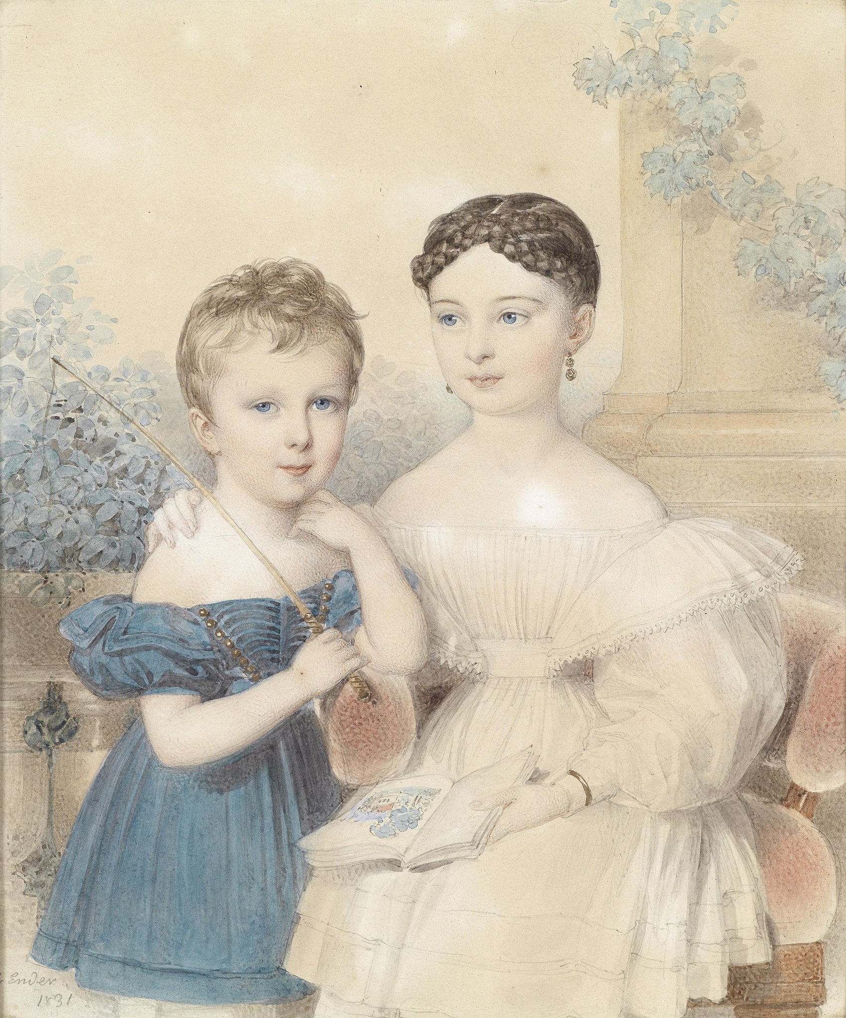 Johann_Nepomuk_Ender_Kinder_mit_Bilderbuch_1831