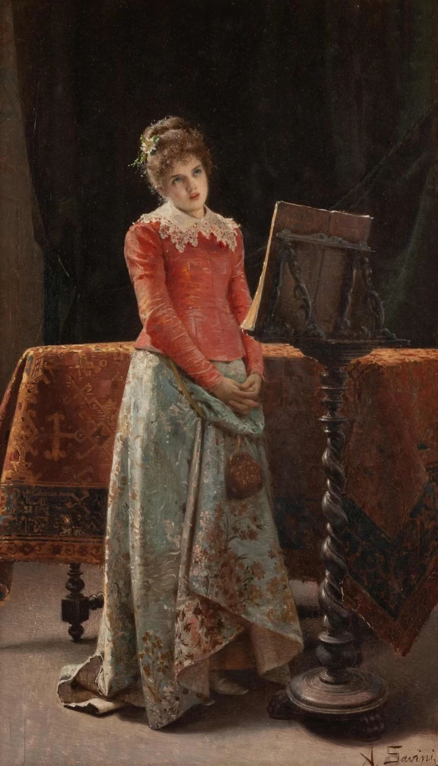 Alfredo-Savini-Lady-at-a-Music-Stand