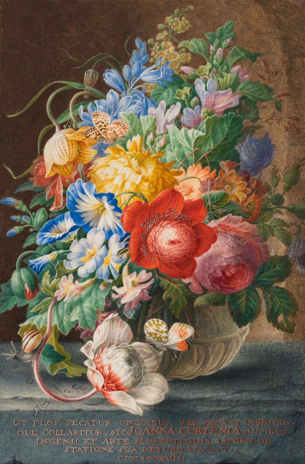 7HermanHenstenburgh166726Bouquet with butterflies&snail in a glass vase1718