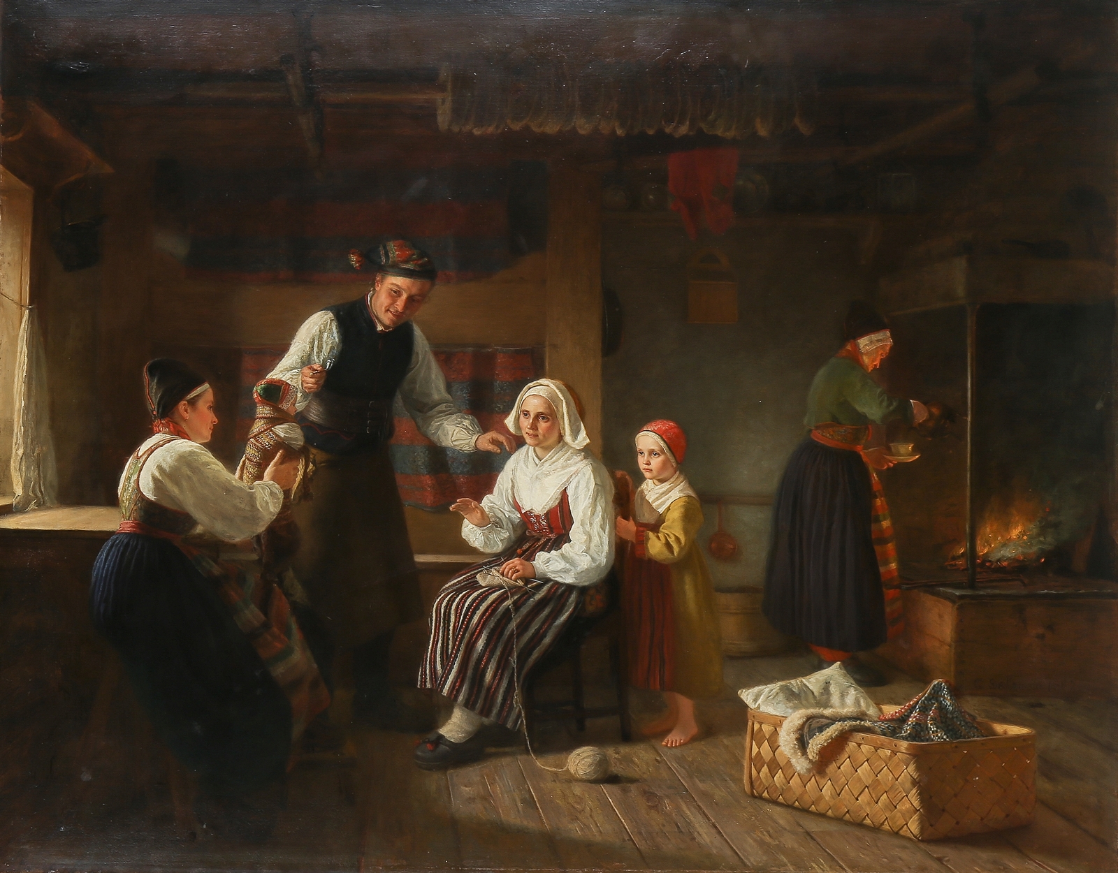 Geskel Saloman (1821-1902) Interiör med figurer 1867 - Catherine La Rose
