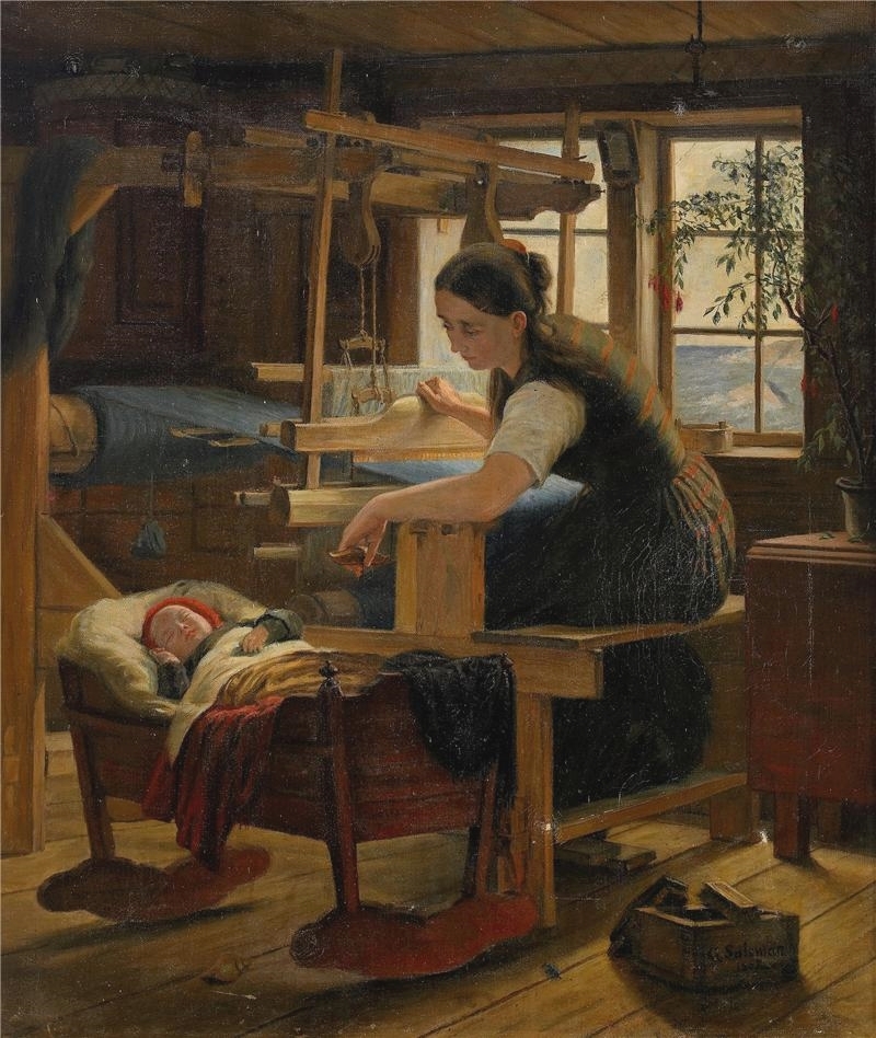 Geskel Saloman (1821-1902) Cottage Interior With Woman At The Cradle 1857 - Catherine La Rose