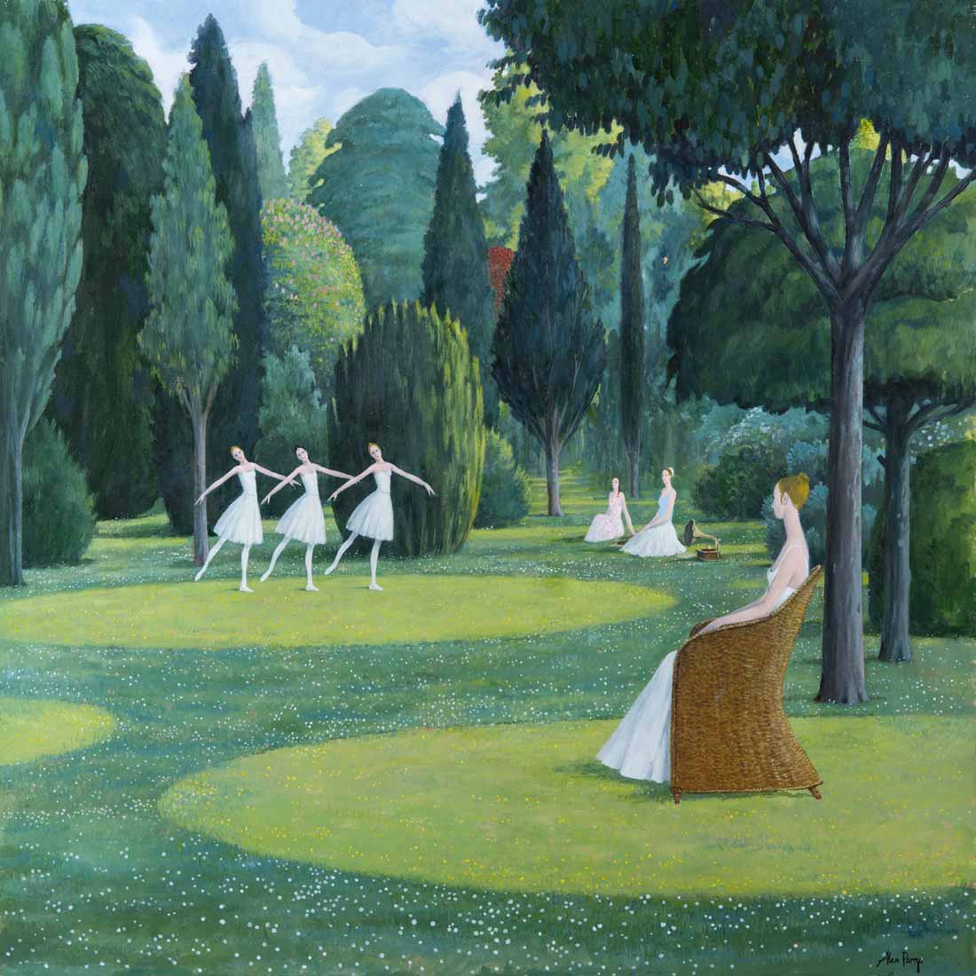 Alan-Parry-The-Rehearsal-II-dancing-ballet-Garden-landscape-figurative-painting-artist-art-advisors-