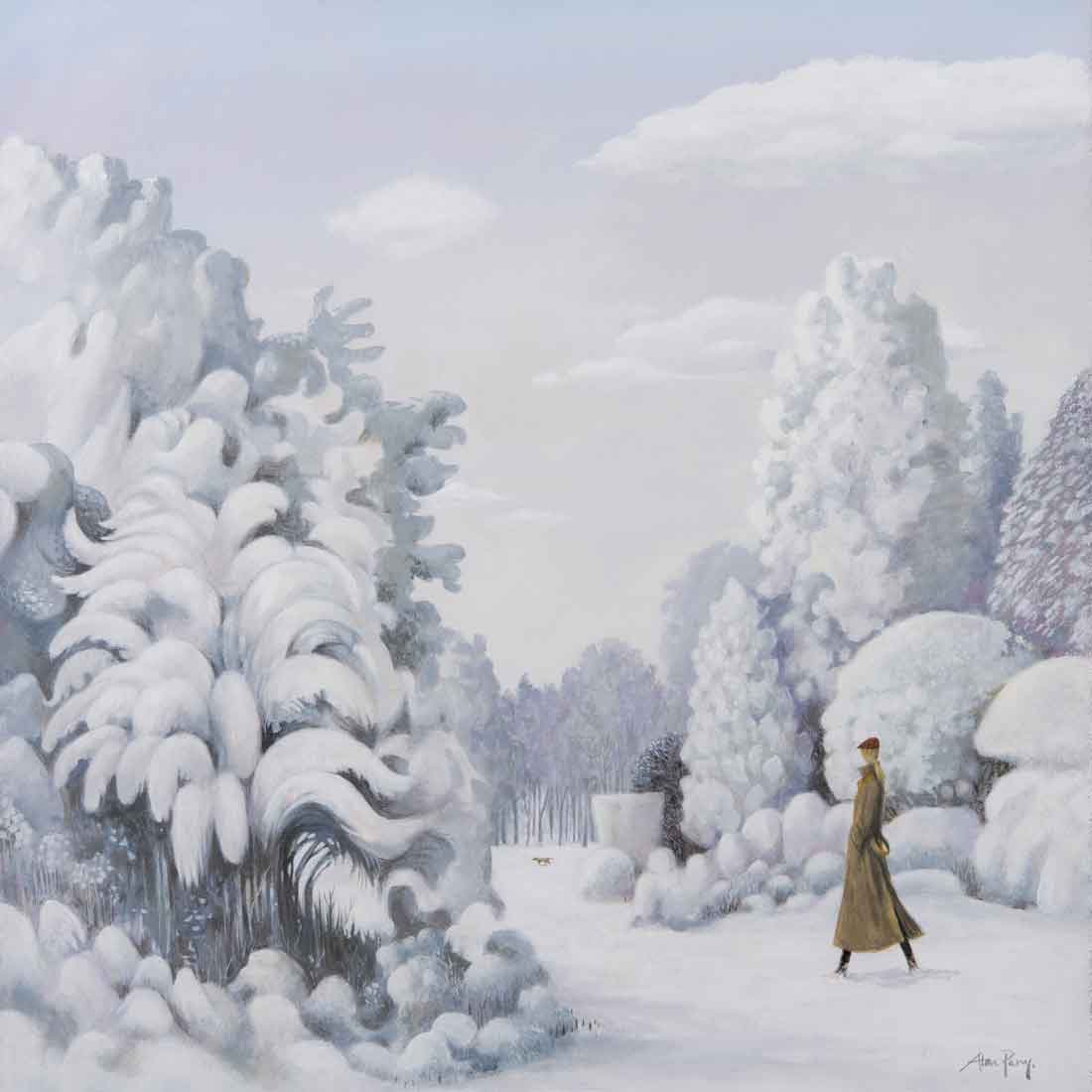 Alan-Parry-Snow-Fall-figurative-painting-winter-scene-contemporary-London-art-gallery