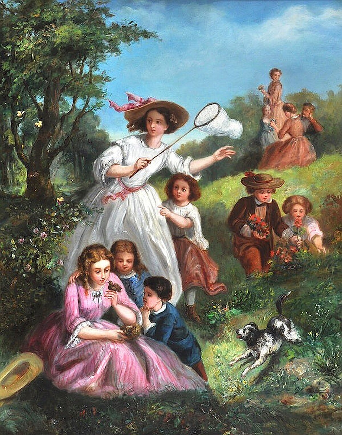 Charles_Edouard_Boutibonne_-_A_Garden_Scene_with_Children_Netting_Butterflies