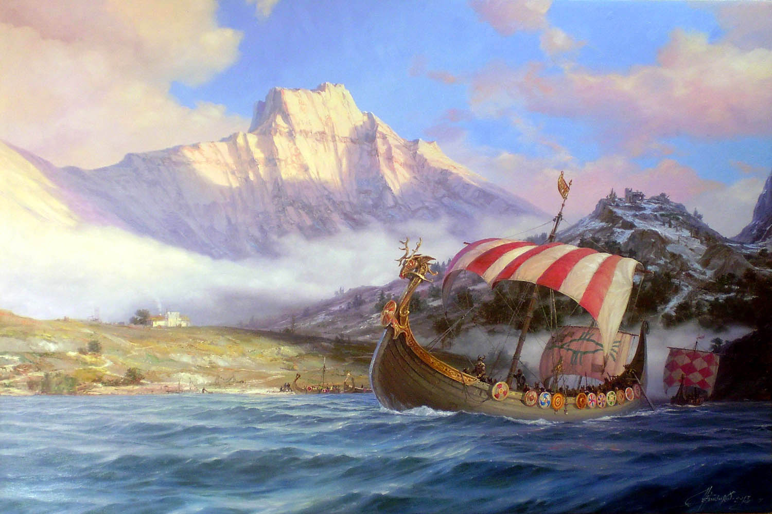 Chernenko-001-drakkar_viking_mountains_north_sea-b