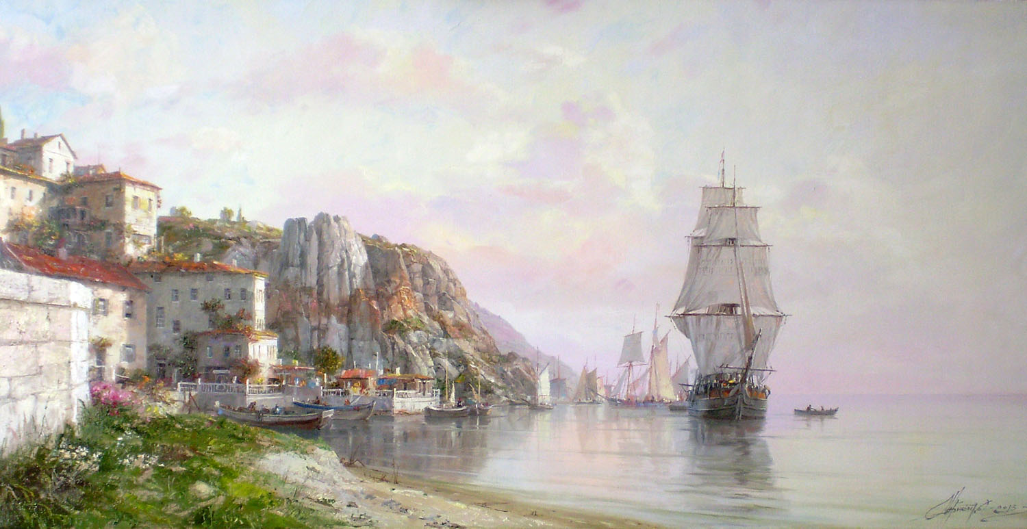 Chernenko-010-sailing_ship_sea_port-b