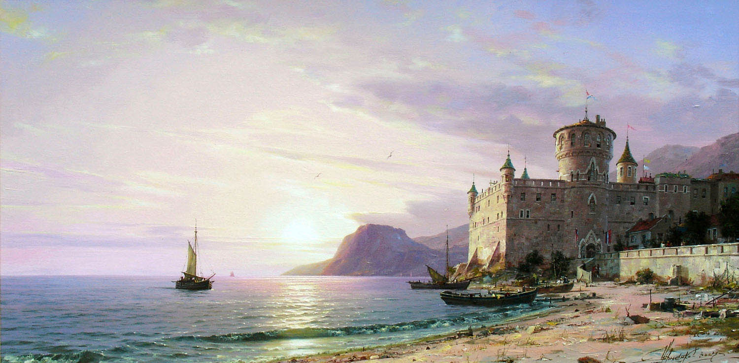 Chernenko-030-sea_rocks_castle_ship_boats-b