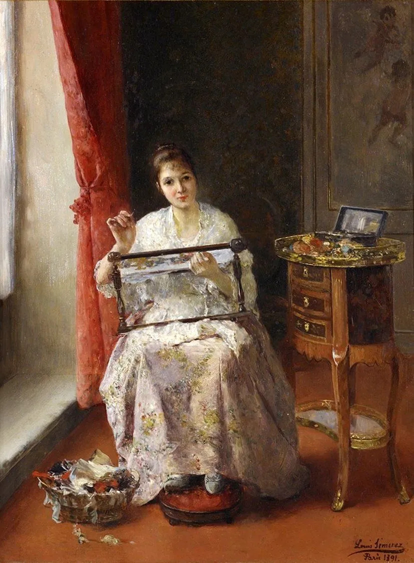 Luis-Jimenez-Aranda-Young-Woman-Embroidering-1891