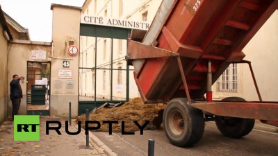 Французские фермеры завалили мэрию города Шартр навозом