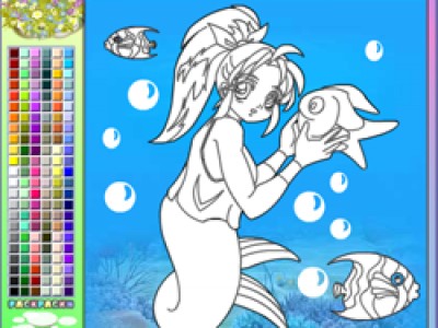 Раскраска Русалочка и рыбки – Развивающие иллюстрации