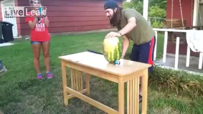 Man cuts watermelon with sword = FAIL