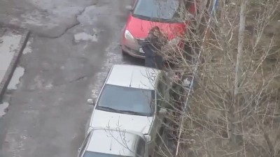 В Казани прохожий «помог» женщине выехать с парковки, протаранив забор и разбив две машины