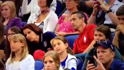 USA gymnast's Parents reactions as they watch daughter (roller coaster ride)