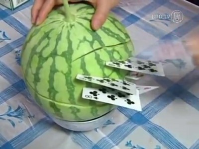 The Real Fruit Ninja: Slicing Fruits, Veggies with Playing Cards