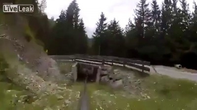 Exited Man in Alpine Coaster Stun a Girl by Crashing Into Her