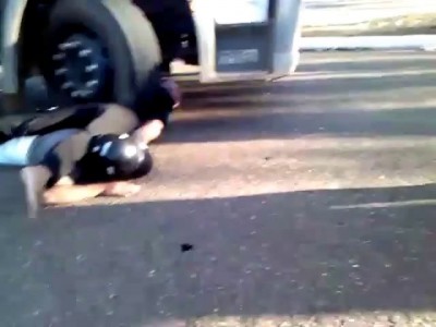 Прижало немного колесом грузовика ...