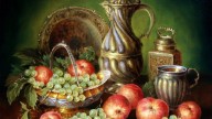 с красными яблоками