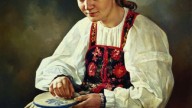 В.  Даша за рукоделием.1996