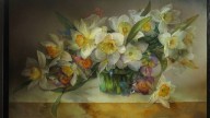 Нарциссы Федоскинская миниатюрная живопись.