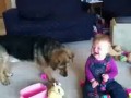 собака, малыш и мыльные пузыри