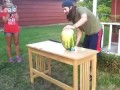 Man cuts watermelon with sword = FAIL