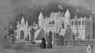 фонари у Ледяного замка в саду Аквриум. Всемирная иллю