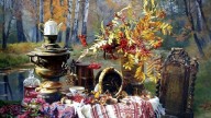 Панов. Осенний натюрморт с котом.