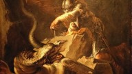 Salvator Rosa. Jason Charming the Dragon, oil on canvas painting by Salvator Rosa, about 1665-1670,