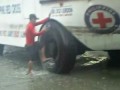 Red Cross Amphibian to the rescue. E Rodriguez near Araneta Ave.