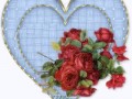 голубое сердце с розами