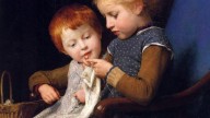 Albert Anker.Die kleinen Strickerinnen.The Little Knitters  De.